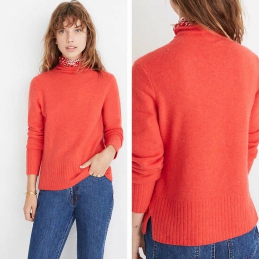 Madewell Red Inland Turtleneck Sweater in Coziest Yarn